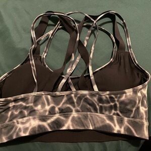 Women's Black and Gray Strappy Sports Bra